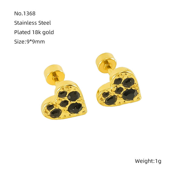 316L Stainless Steel Heartshaped Electroplated Women's Earrings
