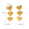 Stainless Steel Heartshaped Geometric Tassel Love Earrings For Women With Electroplating