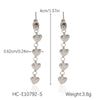 Stainless Steel Heartshaped Geometric Tassel Love Earrings For Women With Electroplating