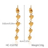 Stainless Steel Heartshaped Geometric Tassel Love Earrings For Women With Electroplating