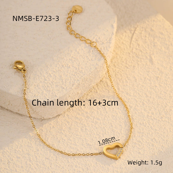 Stainless Steel Heartshaped Hollow Bracelet Electroplating Fashion Style Couple Bracelet