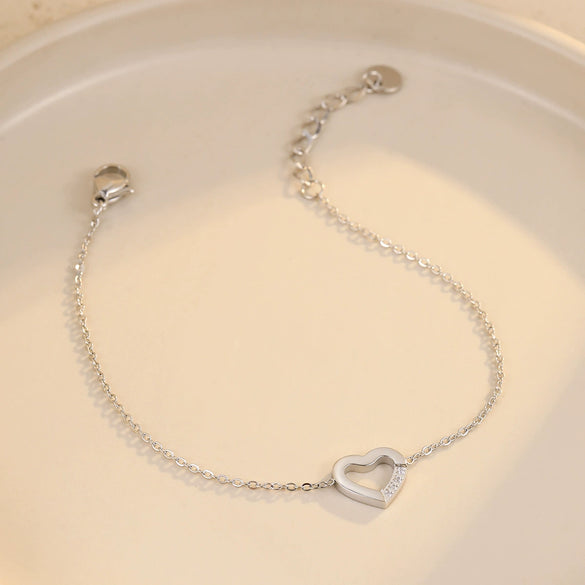 Stainless Steel Heartshaped Hollow Bracelet Electroplating Fashion Style Couple Bracelet