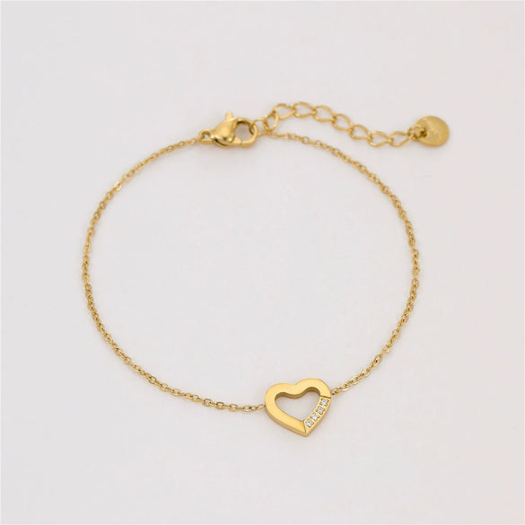 Stainless Steel Heartshaped Hollow Bracelet Electroplating Fashion Style Couple Bracelet