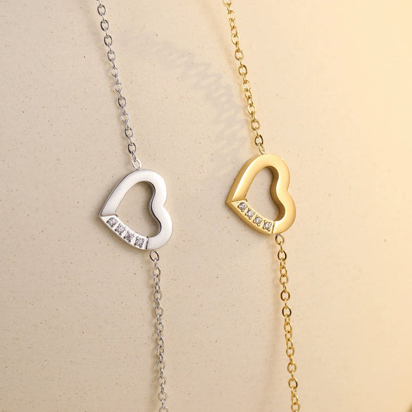 Stainless Steel Heartshaped Hollow Bracelet Electroplating Fashion Style Couple Bracelet
