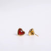 Stainless Steel Heartshaped Imitation Red Agate Pendant Necklace And Earrings With 18K Gold Color Electroplating For Light Luxury Style