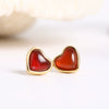 Stainless Steel Heartshaped Imitation Red Agate Pendant Necklace And Earrings With 18K Gold Color Electroplating For Light Luxury Style