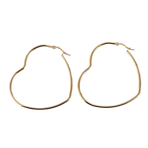 Stainless Steel Heartshaped Love Earrings With Electroplating Design Fashion Style For Women