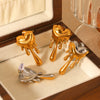 Stainless Steel Heartshaped Melting Love Earrings For Women Electroplated Ins Style