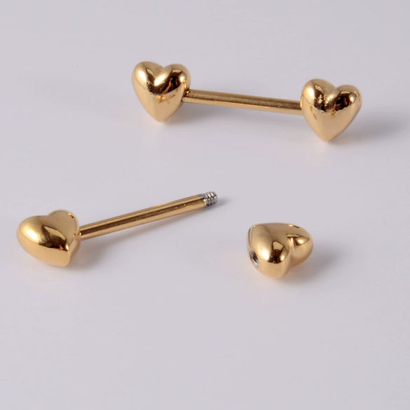 Stainless Steel Heartshaped Navel Ring And Breast Ring For Unisex