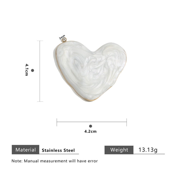 Stainless Steel Heartshaped Pendant With Dripping Oil Design Geometric Style Fashion Simple Diy Jewelry Material