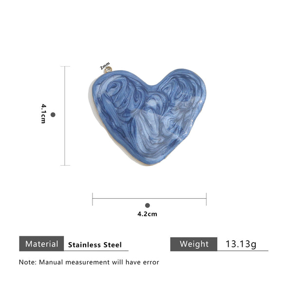 Stainless Steel Heartshaped Pendant With Dripping Oil Design Geometric Style Fashion Simple Diy Jewelry Material