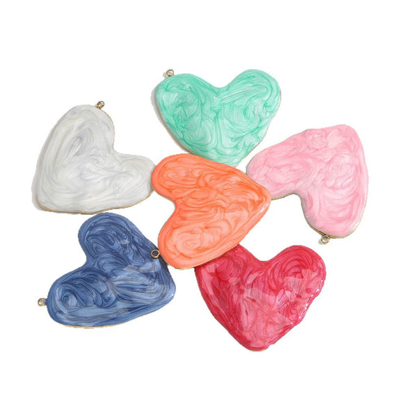 Stainless Steel Heartshaped Pendant With Dripping Oil Design Geometric Style Fashion Simple Diy Jewelry Material