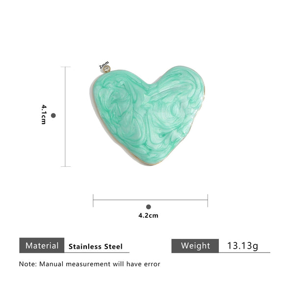 Stainless Steel Heartshaped Pendant With Dripping Oil Design Geometric Style Fashion Simple Diy Jewelry Material