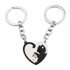 Stainless Steel Heartshaped Spliced Cat Yin And Yang Cat Pendant Couple Jewelry Necklace With Laser Engraving