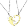 Stainless Steel Heartshaped Spliced Cat Yin And Yang Cat Pendant Couple Jewelry Necklace With Laser Engraving