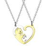 Stainless Steel Heartshaped Spliced Cat Yin And Yang Cat Pendant Couple Jewelry Necklace With Laser Engraving