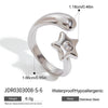 Stainless Steel Heartshaped Star Open Ring With Diamond Electroplated Unisex