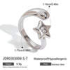 Stainless Steel Heartshaped Star Open Ring With Diamond Electroplated Unisex