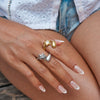 Stainless Steel Heartshaped Star Open Ring With Diamond Electroplated Unisex