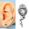 Stainless Steel Heartshaped Wings And Dog Footprints Demon Zircon Earrings With Diamond Design