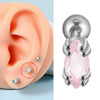 Stainless Steel Heartshaped Wings And Dog Footprints Demon Zircon Earrings With Diamond Design
