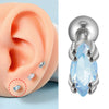 Stainless Steel Heartshaped Wings And Dog Footprints Demon Zircon Earrings With Diamond Design