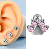 Stainless Steel Heartshaped Wings And Dog Footprints Demon Zircon Earrings With Diamond Design