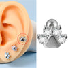 Stainless Steel Heartshaped Wings And Dog Footprints Demon Zircon Earrings With Diamond Design