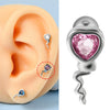 Stainless Steel Heartshaped Wings And Dog Footprints Demon Zircon Earrings With Diamond Design