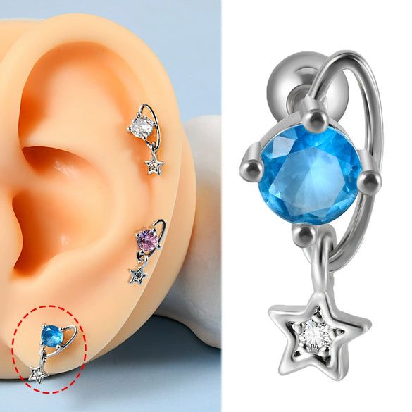 Stainless Steel Heartshaped Wings And Dog Footprints Demon Zircon Earrings With Diamond Design
