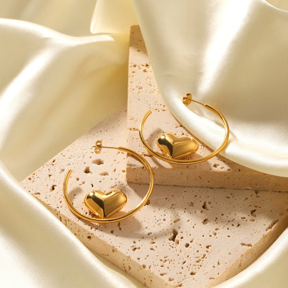 Stainless Steel Heartshaped Women's Ins Style Electroplated Earrings