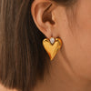 Stainless Steel Heartshaped Zircon Inlaid Earrings For Women With Pvd Vacuum Plating And Geometric Style