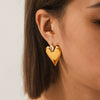 Stainless Steel Heartshaped Zircon Inlaid Earrings For Women With Pvd Vacuum Plating And Geometric Style