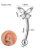 Stainless Steel Heartshaped Zircon Inlaid Flower Butterfly Ear Bone Nail Eyebrow Nail Piercing Earrings