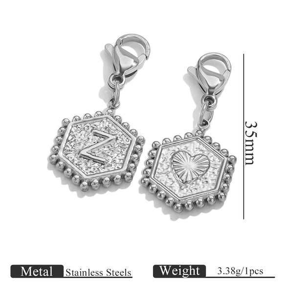 Stainless Steel Hexagon English Letter Pendant Accessories With Electroplating