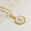 Stainless Steel Hexagonal Letter Pendant Necklace Electroplating Geometry Style For Women