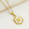 Stainless Steel Hexagonal Letter Pendant Necklace Electroplating Geometry Style For Women