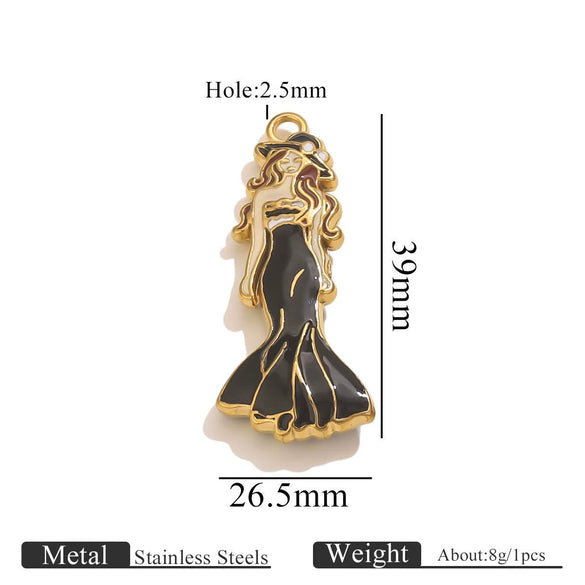 Stainless Steel High Heels Lipstick Oil Drop Charm Necklace Earring Accessories
