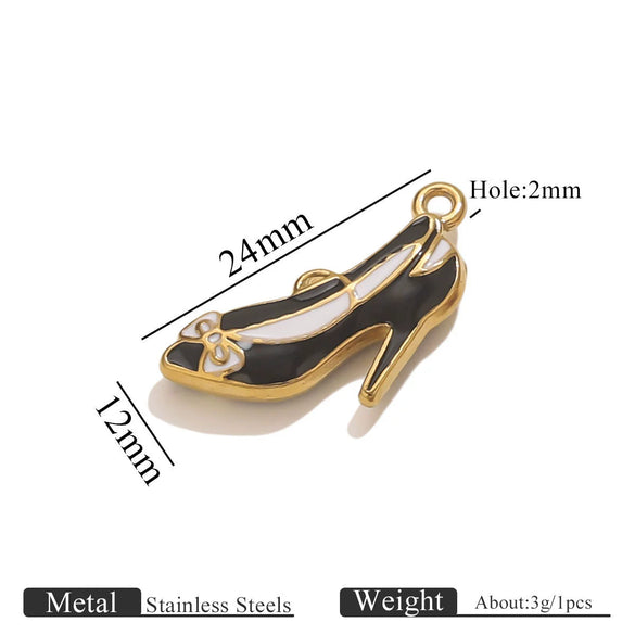 Stainless Steel High Heels Lipstick Oil Drop Charm Necklace Earring Accessories
