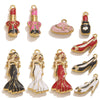 Stainless Steel High Heels Lipstick Oil Drop Charm Necklace Earring Accessories