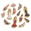 Stainless Steel High Heels Lipstick Oil Drop Charm Necklace Earring Accessories