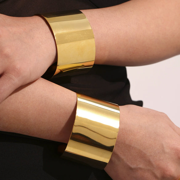 316L Stainless Steel Highgloss Gold Electroplated Open Bracelet Fashion Jewelry