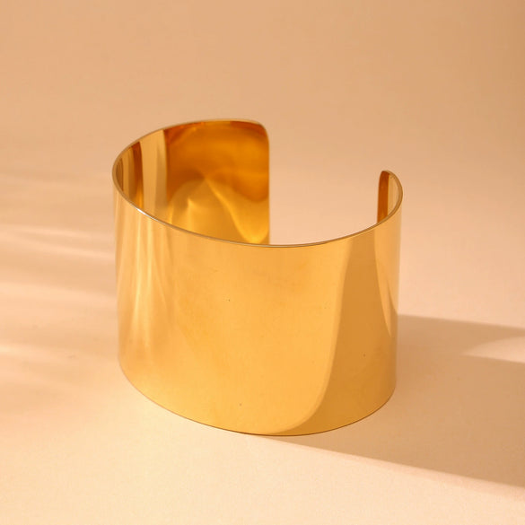 316L Stainless Steel Highgloss Gold Electroplated Open Bracelet Fashion Jewelry