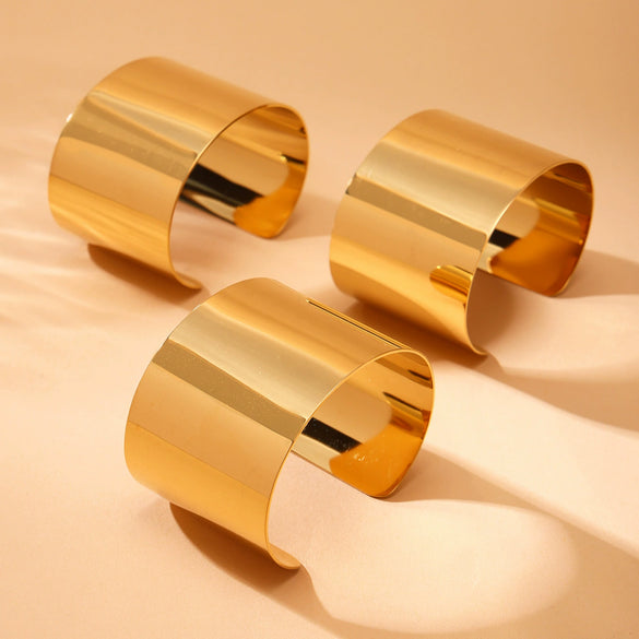 316L Stainless Steel Highgloss Gold Electroplated Open Bracelet Fashion Jewelry