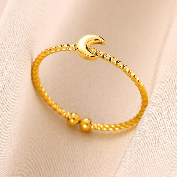 Stainless Steel Hip Hop Line Cross Heartshaped Butterfly Opening Ring Electroplated Unisex