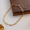 Stainless Steel Hip Hop Punk Geometric Gold Plated Collar Paper Clip Pendant Women Accessories