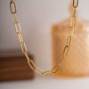 Stainless Steel Hip Hop Punk Geometric Gold Plated Collar Paper Clip Pendant Women Accessories