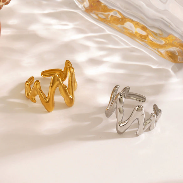 Stainless Steel Hip Hop Style Electroplated Ring For Women