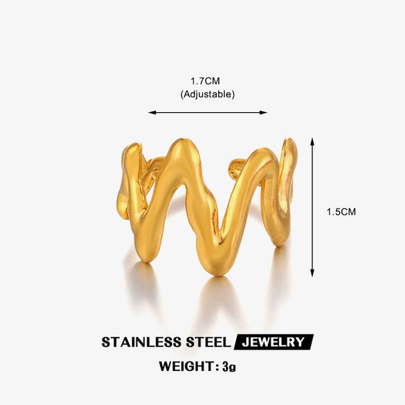 Stainless Steel Hip Hop Style Electroplated Ring For Women