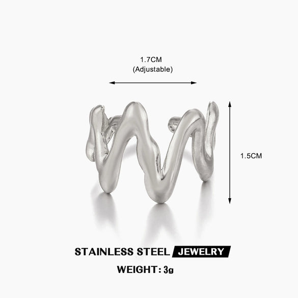 Stainless Steel Hip Hop Style Electroplated Ring For Women